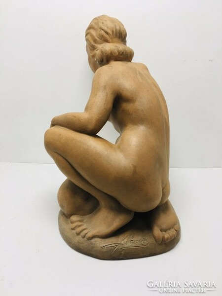Art Deco terrakotta női akt szobor, 1930's - 50499