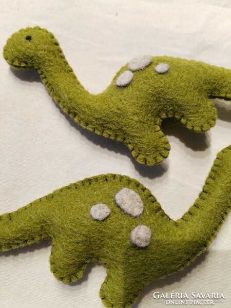 Handmade wool felt - figural dinos / olive green