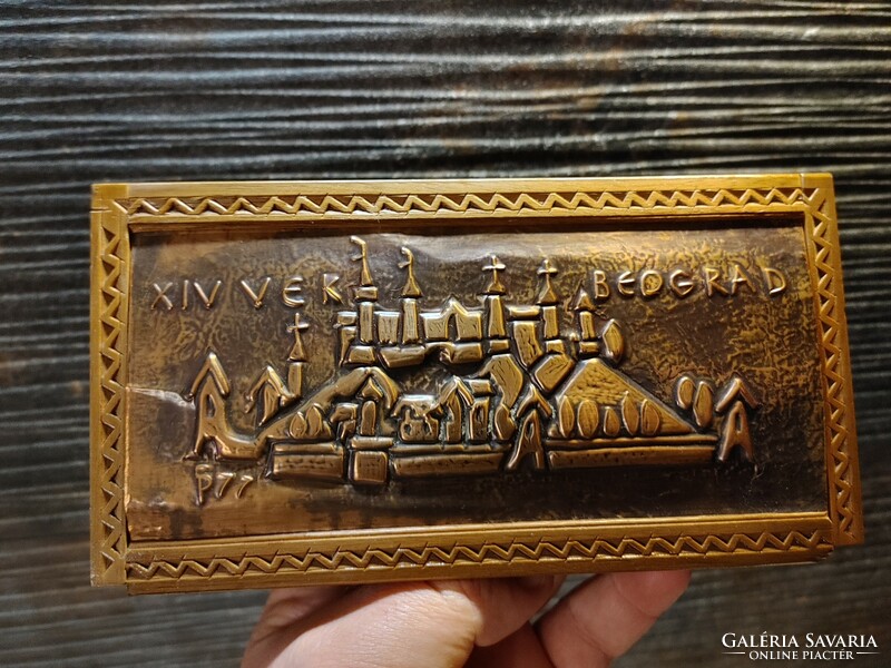Xiv ver beograd wooden box with metal decoration