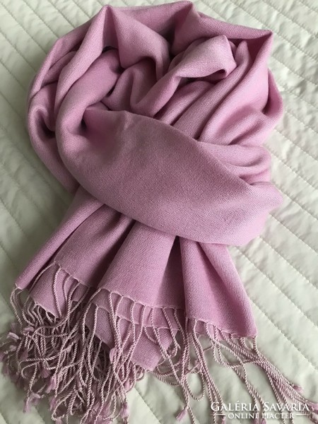 Selyem és kashmir keverék sál finom rózsaszínben, 200 x 65 cm