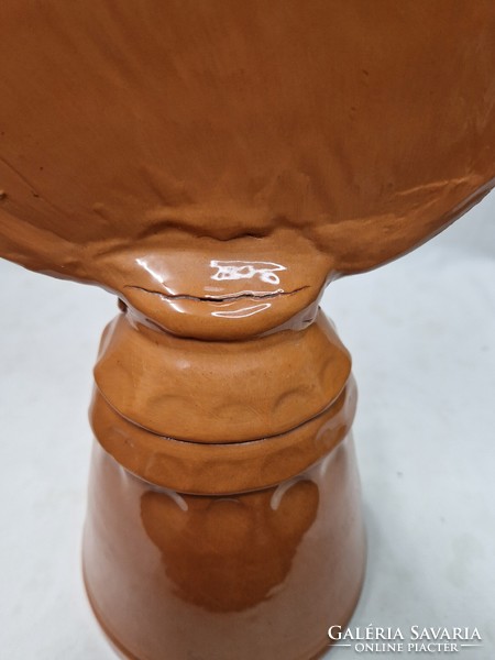 Glazed, colorful, cheerful, ceramic head for sale, 34 cm. High