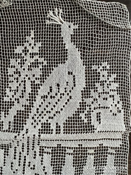 Art Nouveau peacock pattern lace, lace insert 27x13 cm