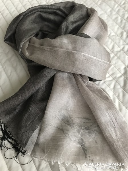 Silk scarf with two types of earth colors, beautiful shine, 180 x 60 cm