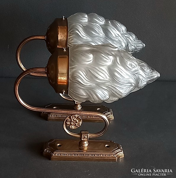 Art Nouveau huge copper wall arm lamp in a pair, antique. Negotiable.
