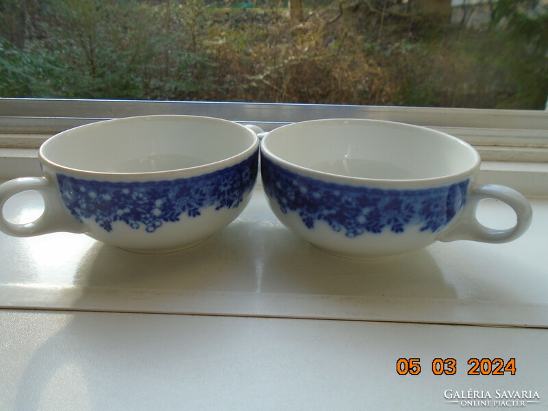 2 dense cobalt flower pattern thick-walled soup cups from the German company Bauscher Weiden