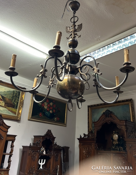 5-arm copper-bronze chandelier