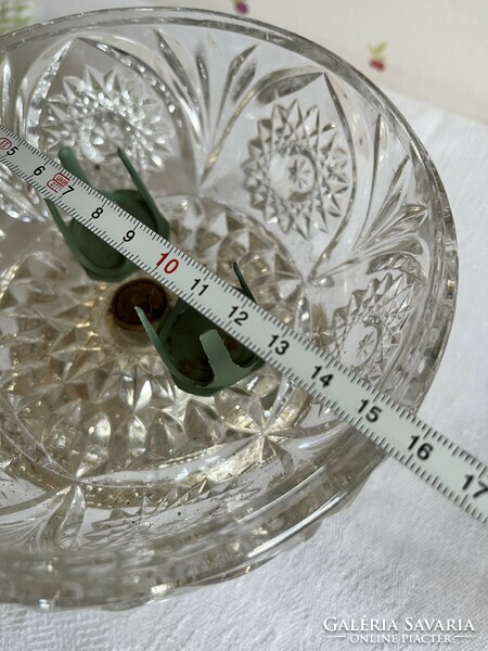 Impozáns angol, ezüstözött kristály virágrendező - potpourri tartó