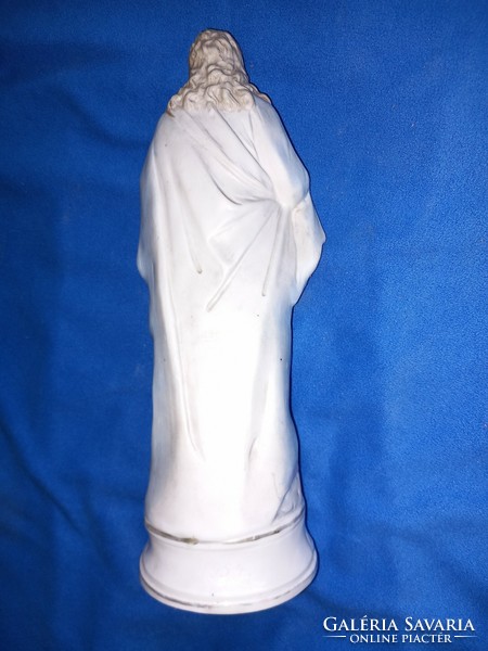 ANTIK ritka nagyméretű 30cm "Jézus szíve" kézzel festett biszkvit porcelán szobor