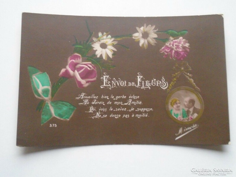 D201683 old postcard flowers, mimosa 1910k