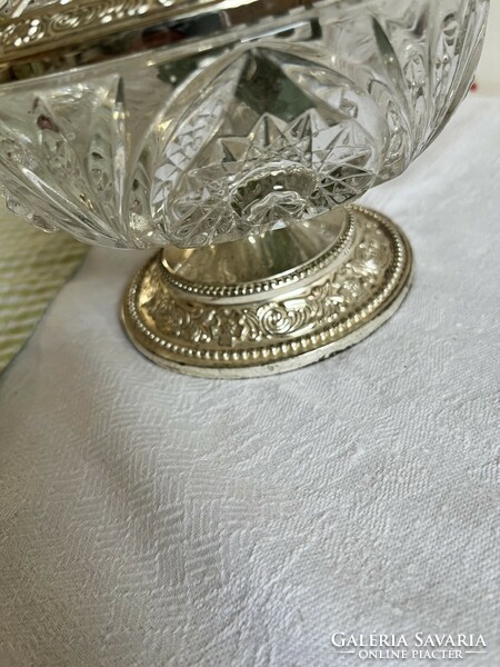 Impressive English, silver-plated crystal flower arrangement - potpourri holder