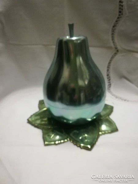 Retro pálinkás pohár készlet,körte alakú tartóban
