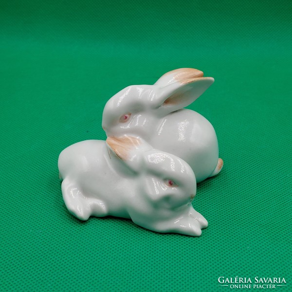 András Zsolnay Sinkó pair of rabbit figurines
