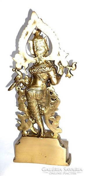 Large copper statue of the Hindu god Krishna with a flute, 2.80 kg