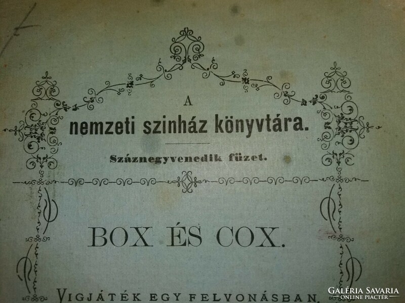 1880. Morton Maddison János : BOX és COX Vígjáték egy felvonásban. könyvecske a képek szerint