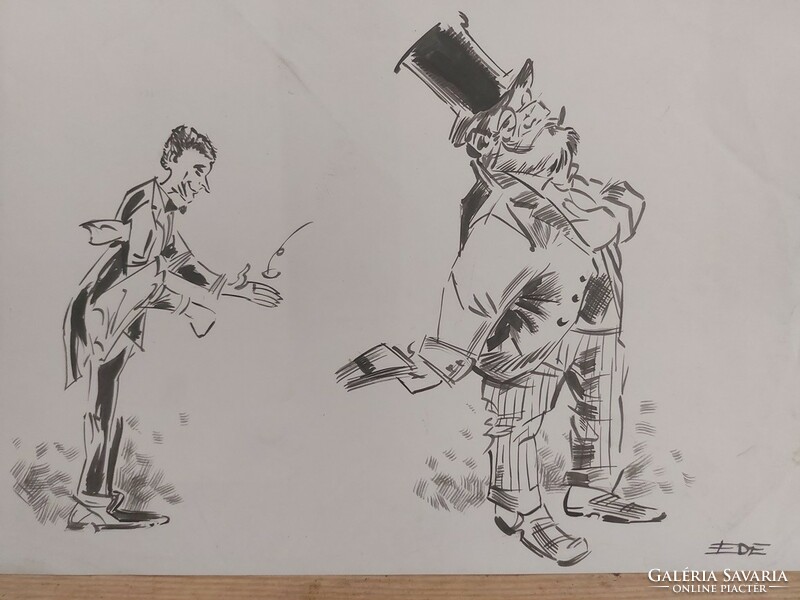 (K) signed ede caricature 30x21 cm