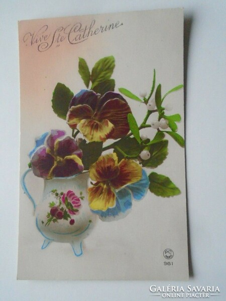 D201684 old postcard flowers, Katalin 1940k