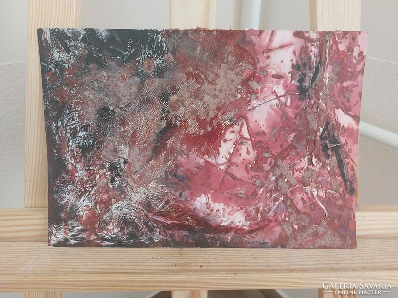 (K) signed abstract painting 20x30 cm