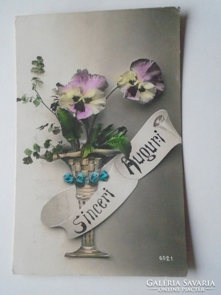D201686 old postcard flowers - Roma 1914 -darlington uk