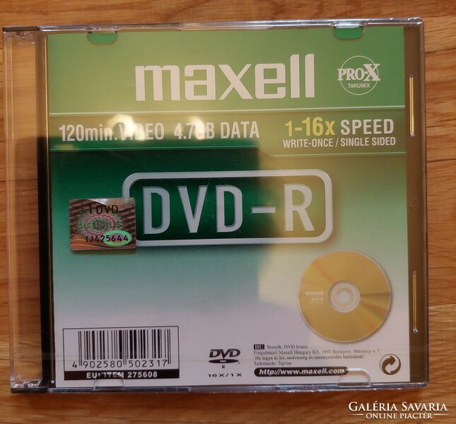 2 db Maxell DVD-R egyben eladó, bontatlan, eredti celofáncsomagolásban (Akár INGYENES szállítással)