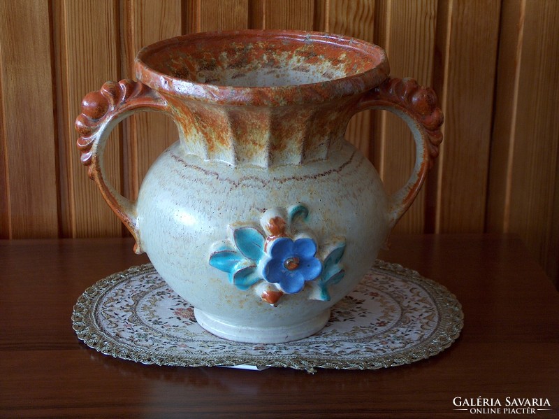 Pair of antique large very rare hand-painted vases, ceramics