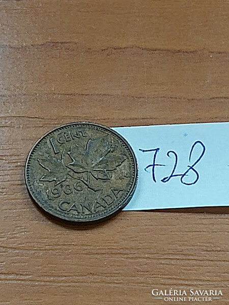 Canada 1 cent 1966 ii. Queen Elizabeth, bronze 728