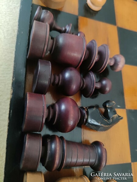 Antik bécsi kávéházi sakk készlet, dobozában