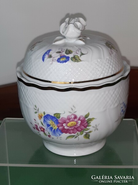 Hullóháza patterned sugar bowl with lid
