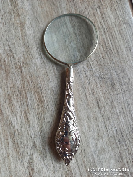 Szép régi ezüstözött nagyító I. (12,4 cm)