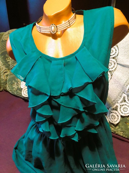 Very decorative green cocktail dress size 38