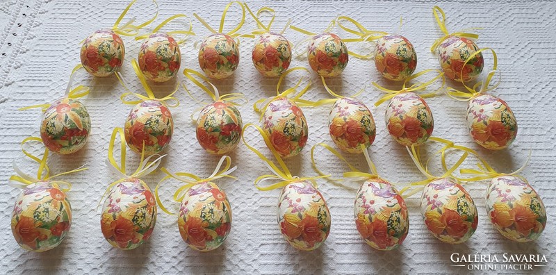 Húsvéti papír bevonatos tojás dekoráció tojásfa kellék madár virág mintával papírmasé