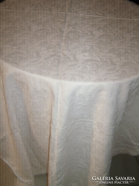 Beautiful elegant snow-white baroque Toledo pattern huge damask tablecloth