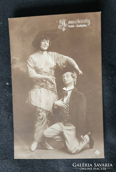 Cca. 1913 FEDÁK SÁRI DÍVA PRIMADONNA + SZABOLCS ERNŐ FOTÓLAP " MOZIKRÁLY " Strelisky fotó