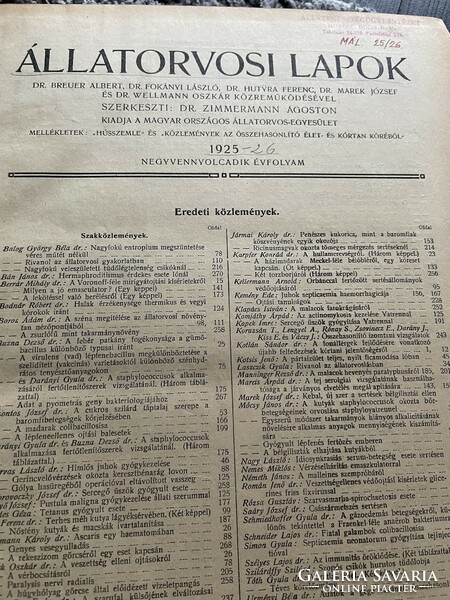 Veterinary papers, paper of Hungarian veterinarians, 1925-26, 1939-45
