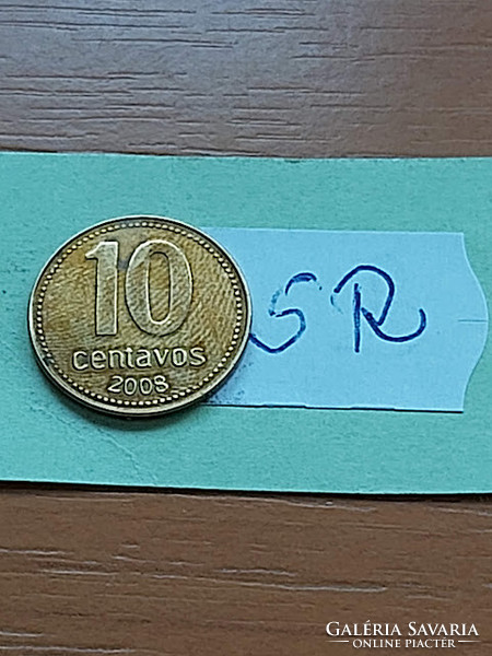 ARGENTÍNA 10 CENTAVO 2008  Acél sárgaréz bevonattal  SR