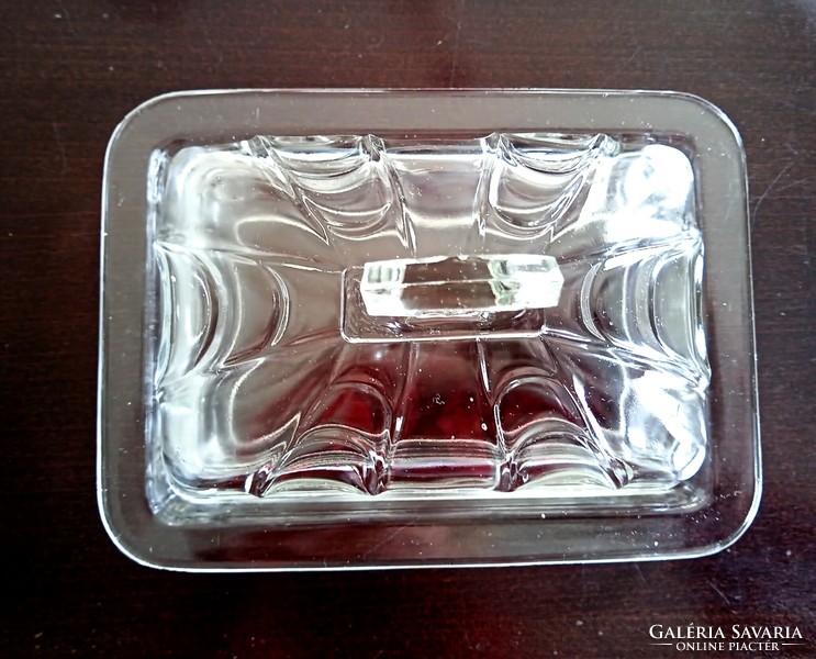 Old glass butter dish 18x13x10cm