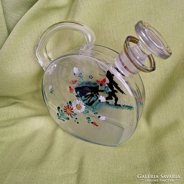 Retro, hand-painted glass with spout