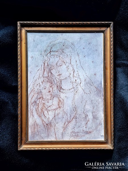 Madonna Szűz Mária kis Jézussal régi keretben