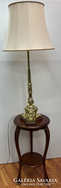 Antik réz ördögfejes restaurált asztali lámpa