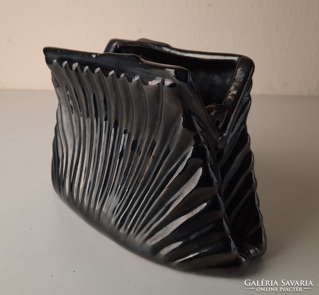 Vintage ceramic reticle-shaped vase, basket
