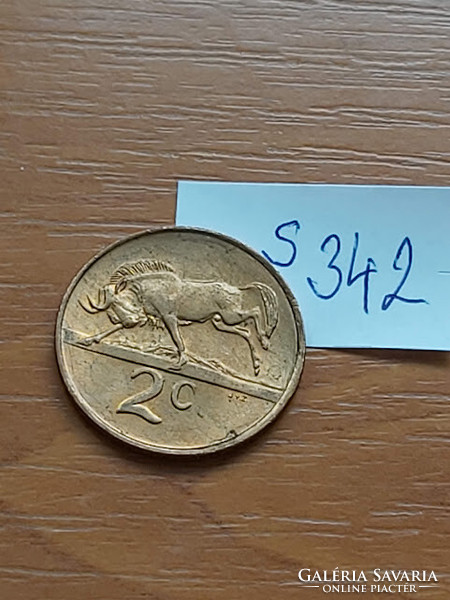 South Africa 2 cents 1990 bronze, wildebeest s342