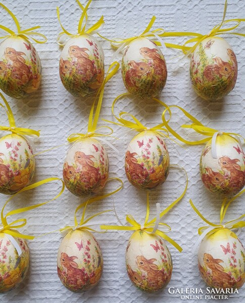 Húsvéti papír bevonatos tojás dekoráció tojásfa kellék nyuszi mintával papírmasé