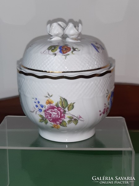 Hullóháza patterned sugar bowl with lid