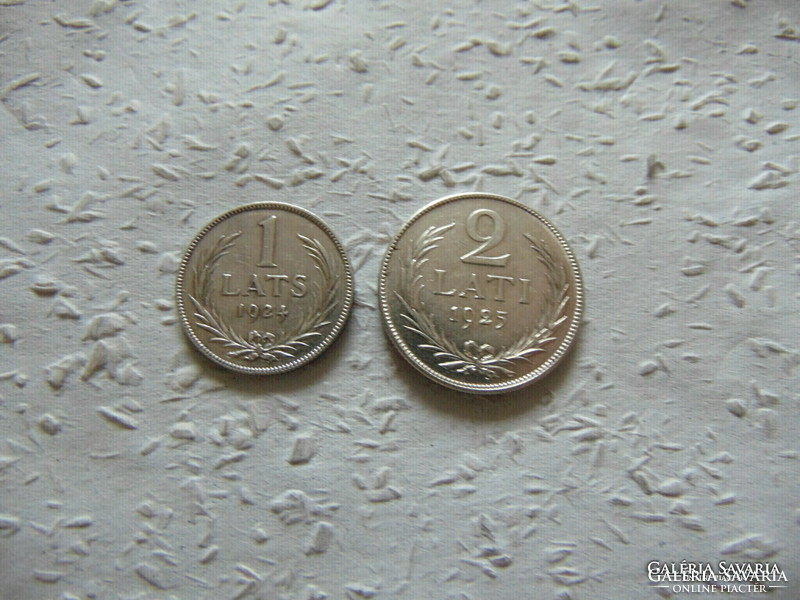 Lettország ezüst 1 - 2 lati LOT !  1 lat 1924 - 2 lati 1925