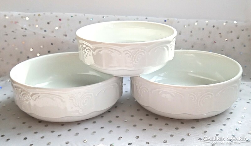 Lilien white embossed porcelain soup bowls 3 pcs together 12-14cm