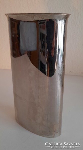 Skandináv minimal art vintage váza,ezüstözött fém, Gunilla Lindahl tervezés