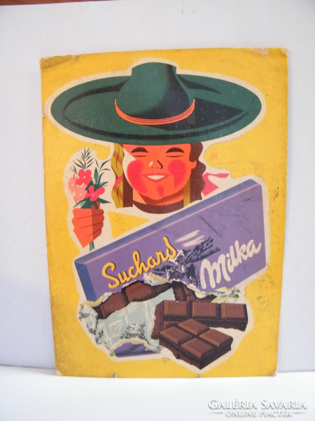 Vintage Milka Suchard reklám plakát kemény papíron (1950-es évek)