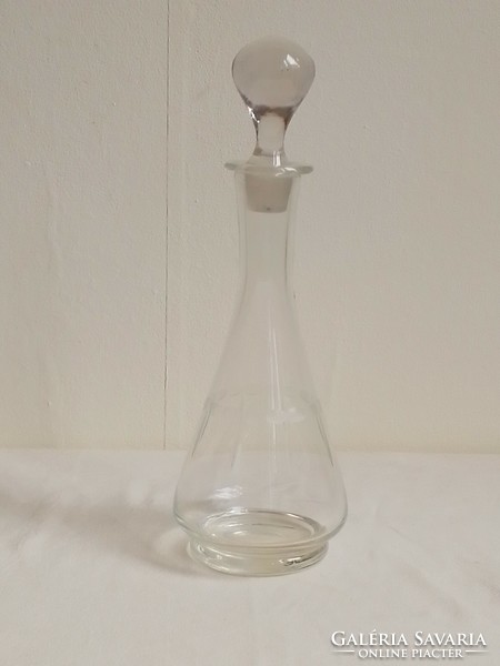 Antique Old Polished Blown Cut Glass Liqueur Dessert Wine Brandy Pouring Bottle with Stopper