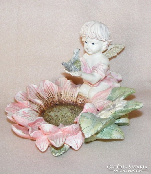 Angel, bird, flower ornament