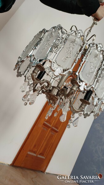 Vintage chandelier + wall lamp