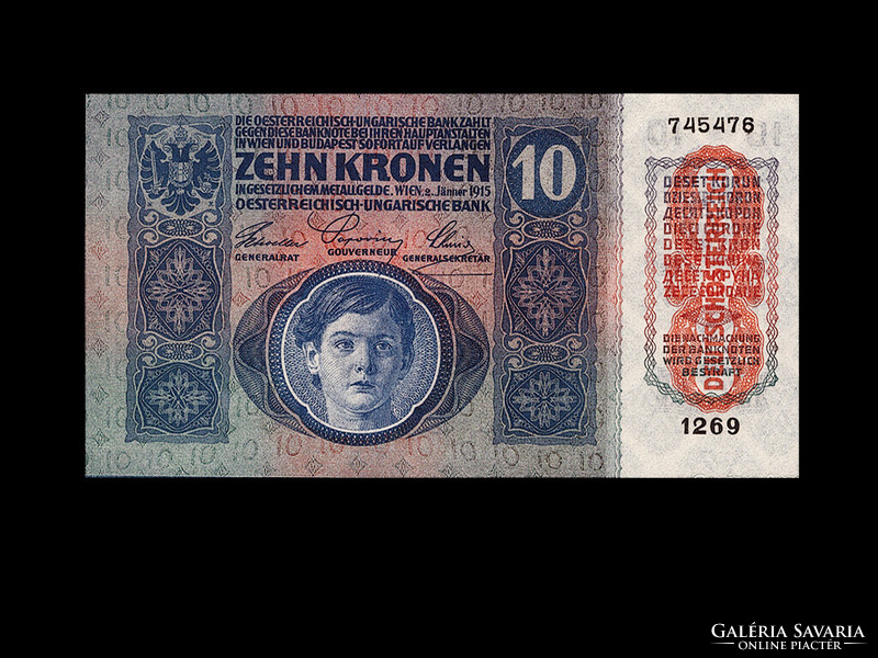 Unc !!- 10 Korona - 1915 - deutschösterreich with stamp!